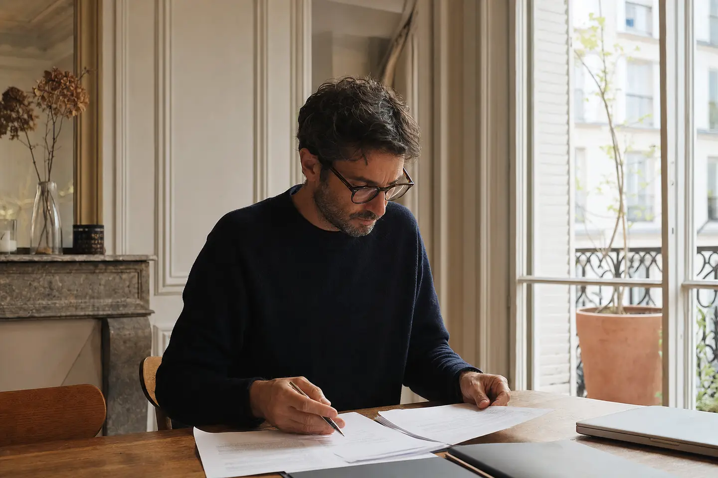 Un propriétaire bailleur compare son contrat d'assurance loyers impayés et l'acte de caution de son locataire