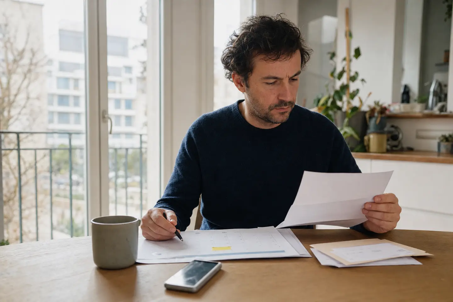 Emprunteur vérifiant sur son calendrier le délai de réponse de la banque après une demande de substitution d'assurance de prêt